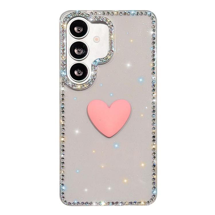 For Samsung Galaxy S26 5G Flash Rhinestone Double-sided IMD Love Heart Phone Case(Glitter Transparent)