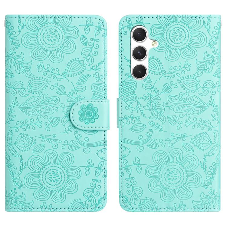 For Samsung Galaxy S26 5G Floral Embossed Pattern Leather Phone Case(Light Green)