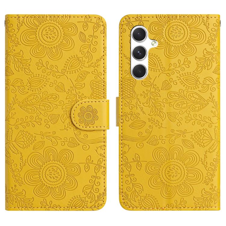 For Samsung Galaxy S26 5G Floral Embossed Pattern Leather Phone Case(Yellow)