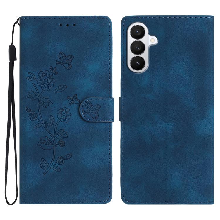 For Samsung Galaxy S26 5G Flower Butterfly Embossing Pattern Leather Phone Case(Blue)