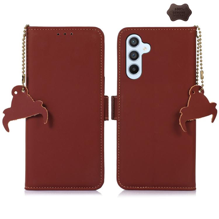 For Samsung Galaxy S26 5G Genuine Leather Magnetic RFID Leather Phone Case(Coffee)