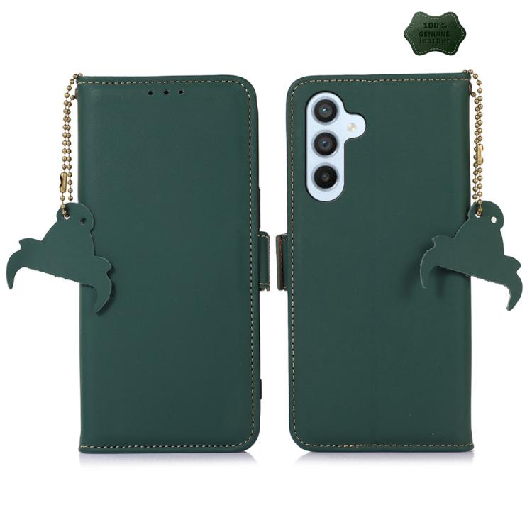 For Samsung Galaxy S26 5G Genuine Leather Magnetic RFID Leather Phone Case(Green)
