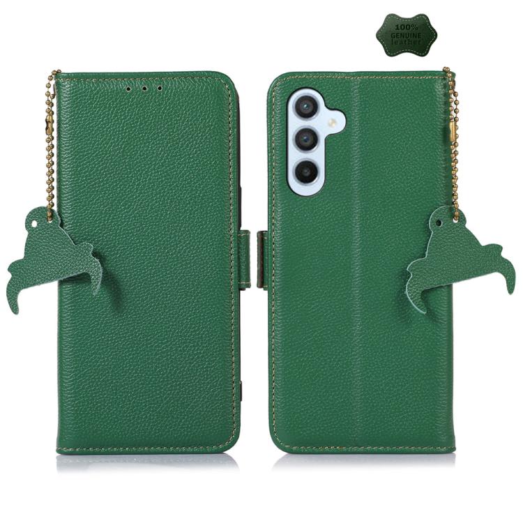 For Samsung Galaxy S26 5G Genuine Leather Mino Magnetic RFID Leather Phone Case(Green)