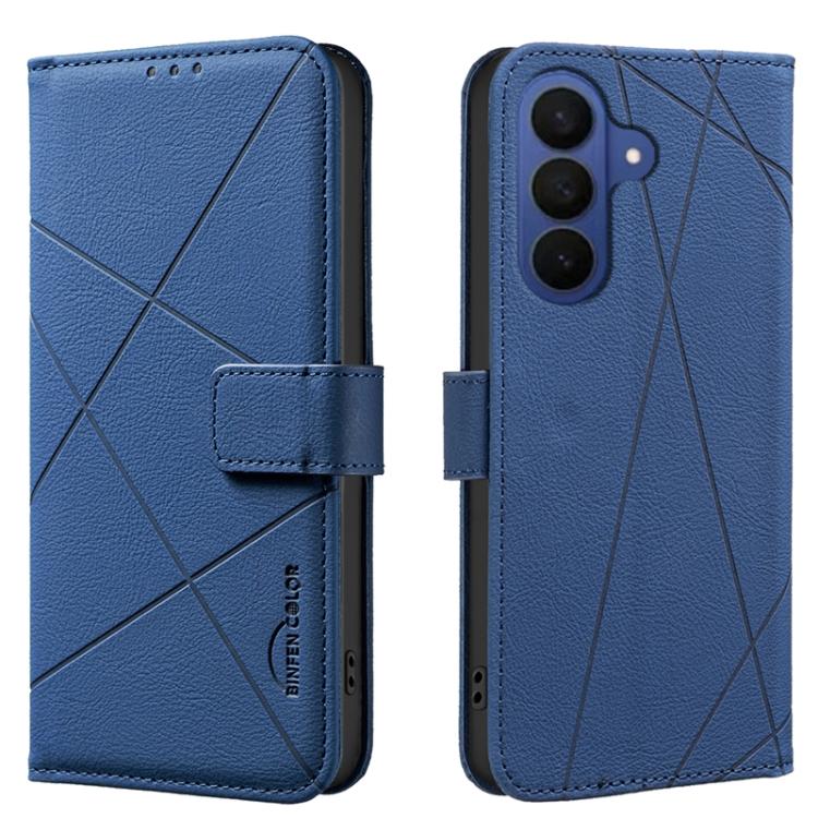 For Samsung Galaxy S26 5G Geometric Pattern RFID Leather Phone Case(Blue)