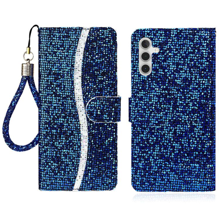 For Samsung Galaxy S26 5G Glitter Powder Filp Leather Phone Case(Blue)