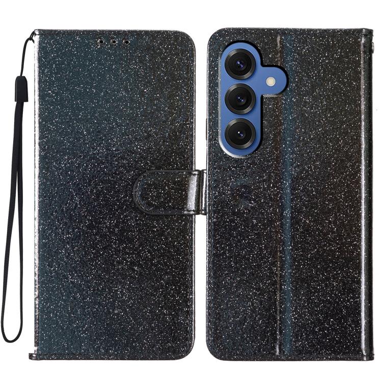 For Samsung Galaxy S26 5G Glitter Powder Flip Leather Phone Case(Black)