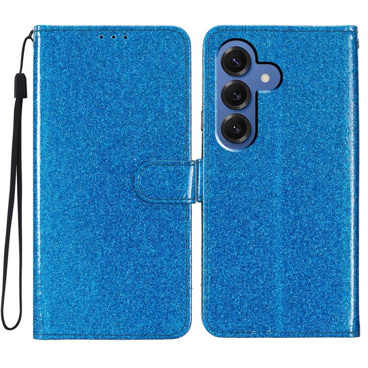 For Samsung Galaxy S26 5G Glitter Powder Flip Leather Phone Case(Blue)