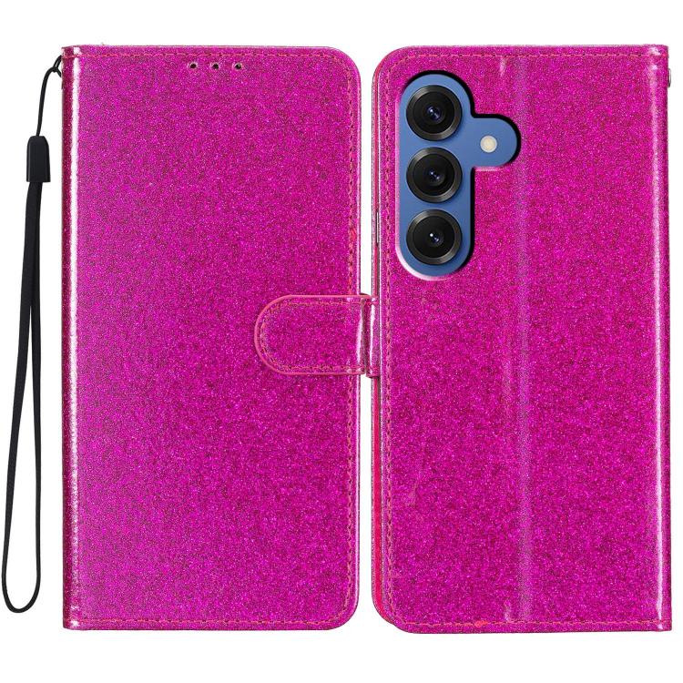 For Samsung Galaxy S26 5G Glitter Powder Flip Leather Phone Case(Rose Red)