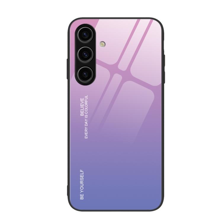 For Samsung Galaxy S26 5G Gradient Color Glass Phone Case(Pink Purple)