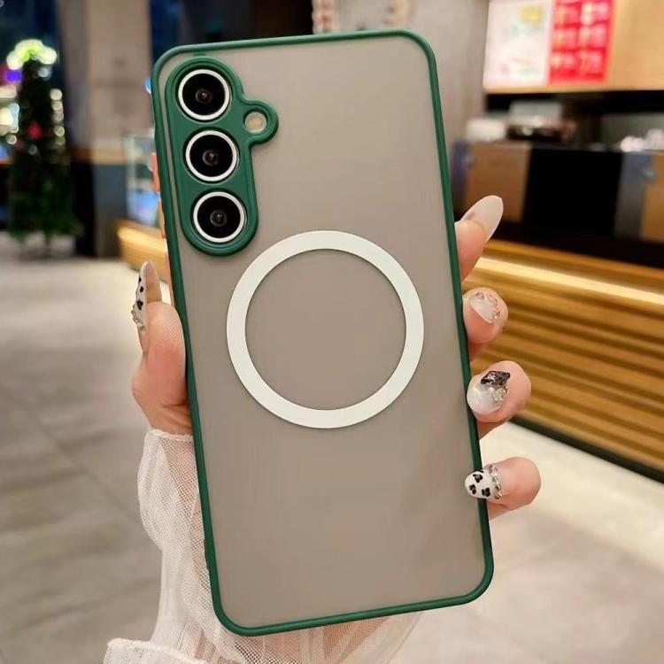 For Samsung Galaxy S26 5G Hawkeye Skin Feel MagSafe Phone Case(Dark Green)