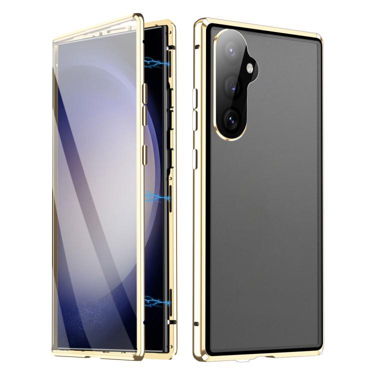 For Samsung Galaxy S26 5G HD Full Cover Magnetic Metal Tempered Glass Phone Case(Gold)