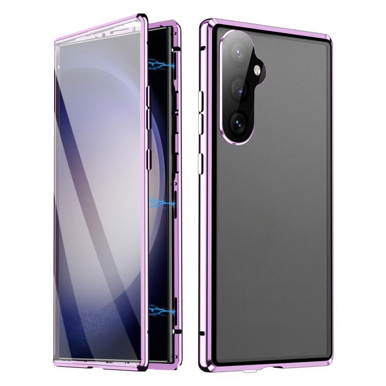 For Samsung Galaxy S26 5G HD Full Cover Magnetic Metal Tempered Glass Phone Case(Purple)