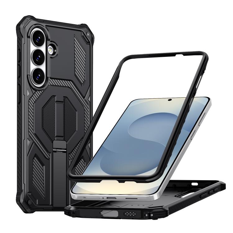 For Samsung Galaxy S26 5G Hidden Metal Holder Magnetic Shockproof Phone Case(Black)