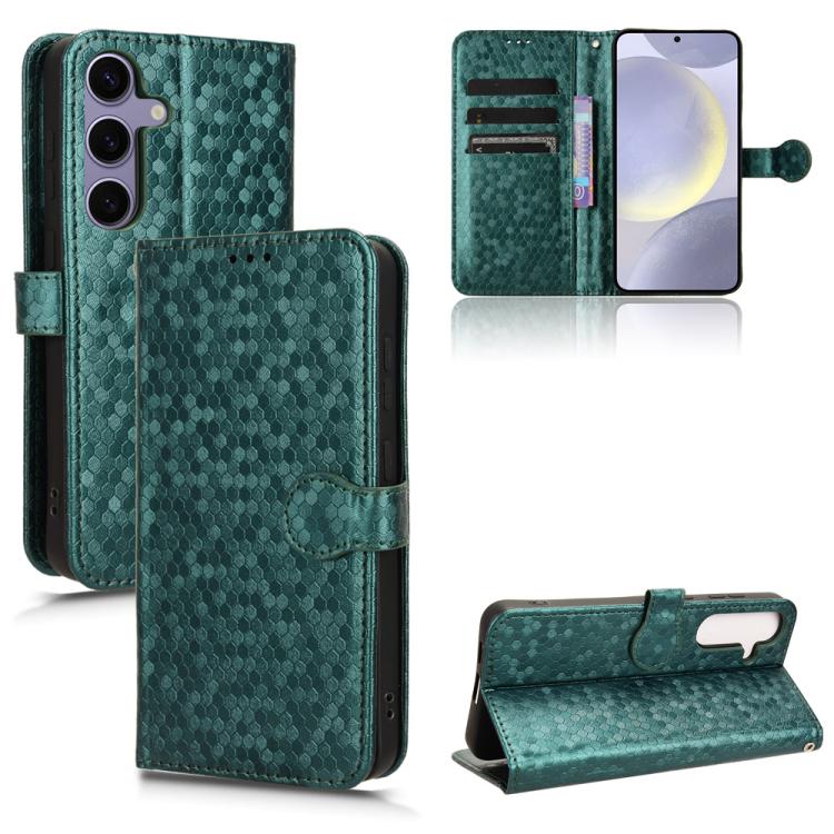For Samsung Galaxy S26 5G Honeycomb Dot Texture Leather Phone Case(Green)