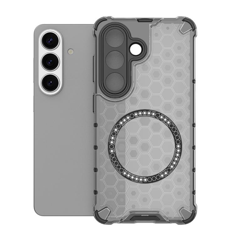 For Samsung Galaxy S26 5G Honeycomb Magnetic Ring Shockproof Phone Case(Black)