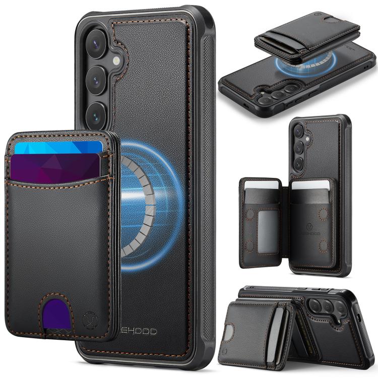 For Samsung Galaxy S26 5G JEEHOOD J10 Flip Card Bag MagSafe Split RFID Leather Phone Case(Black)