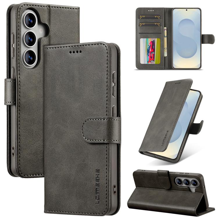 For Samsung Galaxy S26 5G LC.IMEEKE Calf Texture Leather Phone Case(Grey)