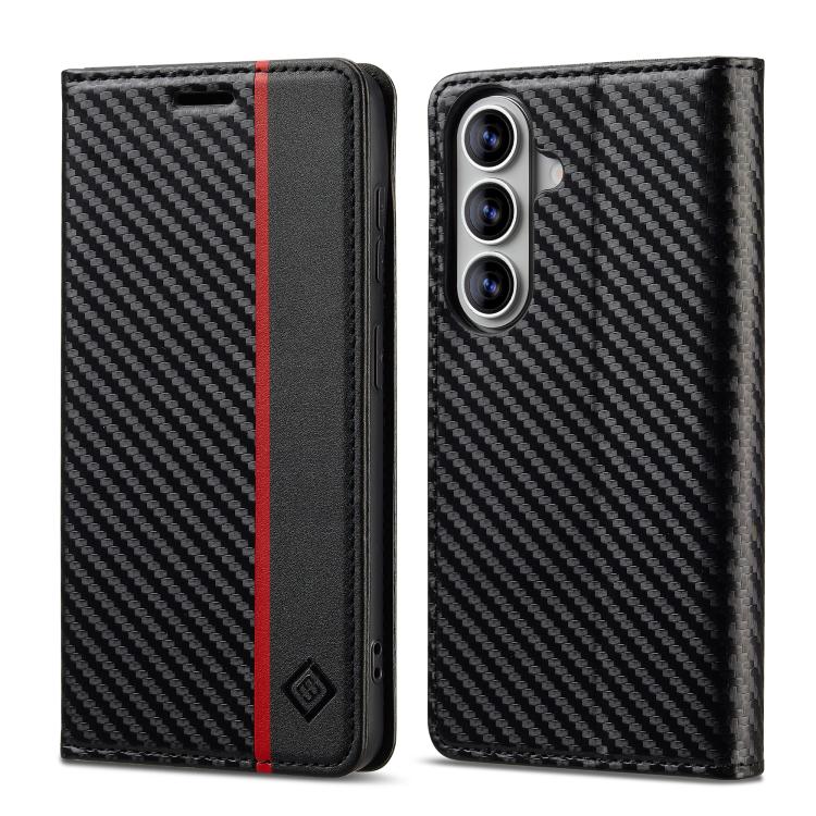 For Samsung Galaxy S26 5G LC.IMEEKE Carbon Fiber Leather Phone Case(Vertical Black)
