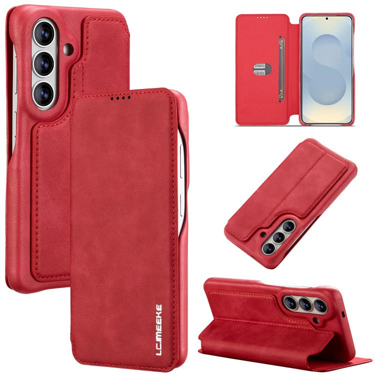 For Samsung Galaxy S26 5G LC.IMEEKE Hon Ancient Series Flip Leather Phone Case(Red)