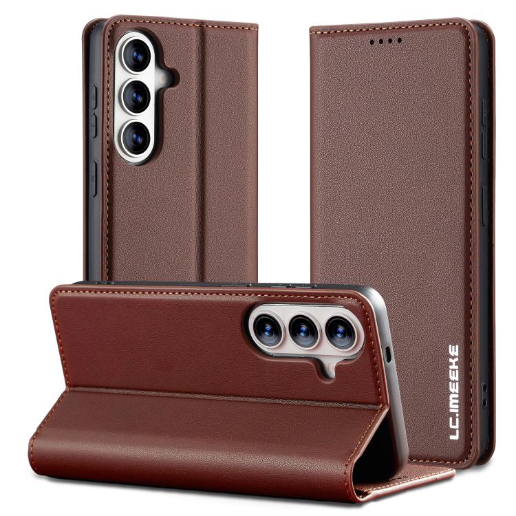 For Samsung Galaxy S26 5G LC.IMEEKE L1 Series Frosted Fine Texture PU Phone Case(Brown)