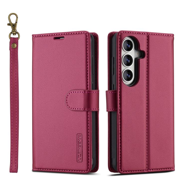 For Samsung Galaxy S26 5G LC.IMEEKE L2 Series Detachable Magsafe PU Phone Case with Lanyard(Red)
