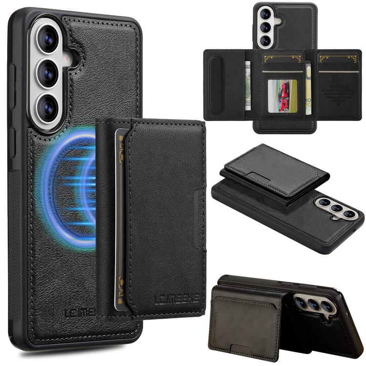 For Samsung Galaxy S26 5G LC.IMEEKE L5 Series Detachable RFID Card Bag Magsafe Phone Case(Black)