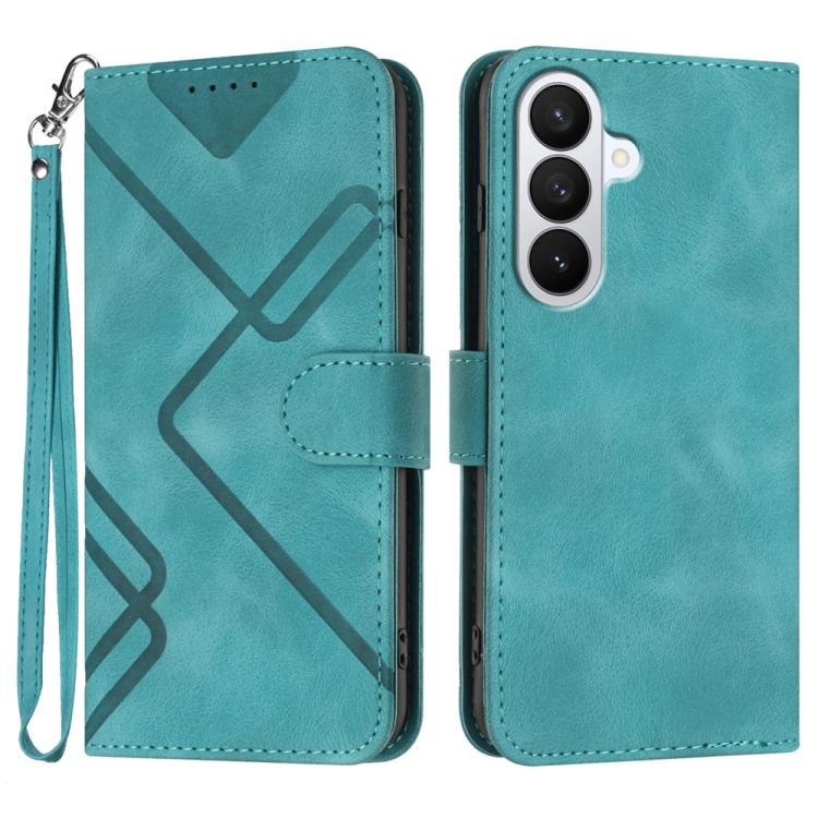 For Samsung Galaxy S26 5G Line Pattern Skin Feel Leather Phone Case(Light Blue)
