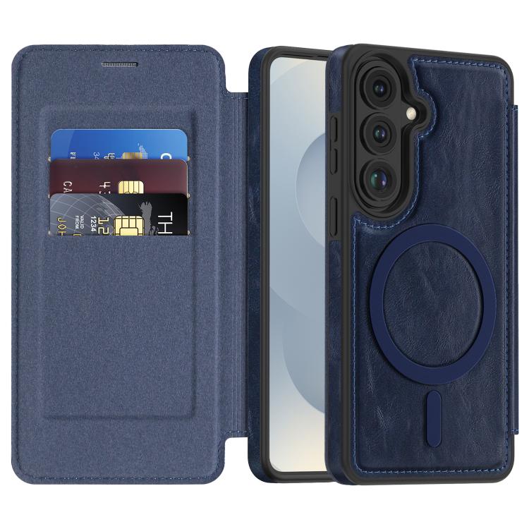 For Samsung Galaxy S26 5G Linton MagSafe Leather Phone Case(Blue)