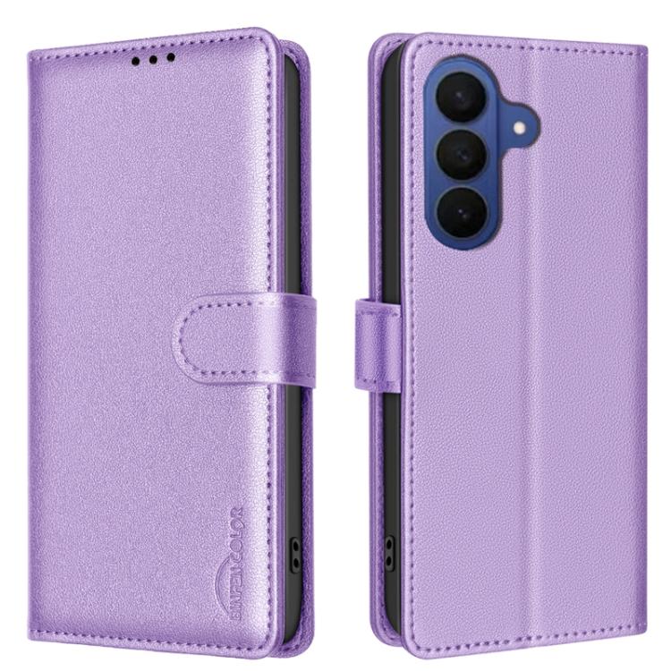 For Samsung Galaxy S26 5G Litchi Texture RFID Anti-theft Leather Phone Case(Purple)