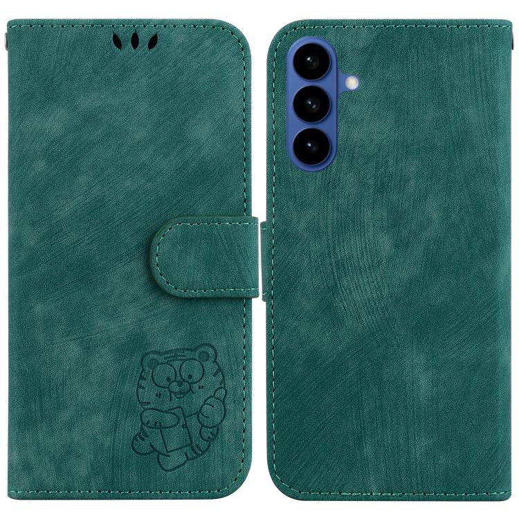 For Samsung Galaxy S26 5G Little Tiger Embossed Leather Phone Case(Green)