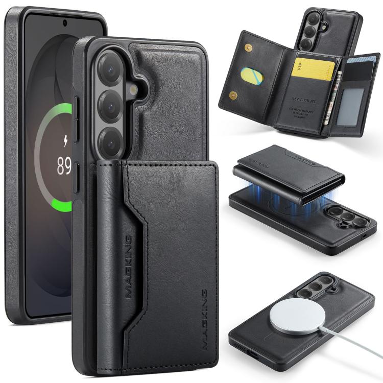 For Samsung Galaxy S26 5G MAGKING K2 Series MagSafe RFID Card Bag Detachable Phone Case(Black)