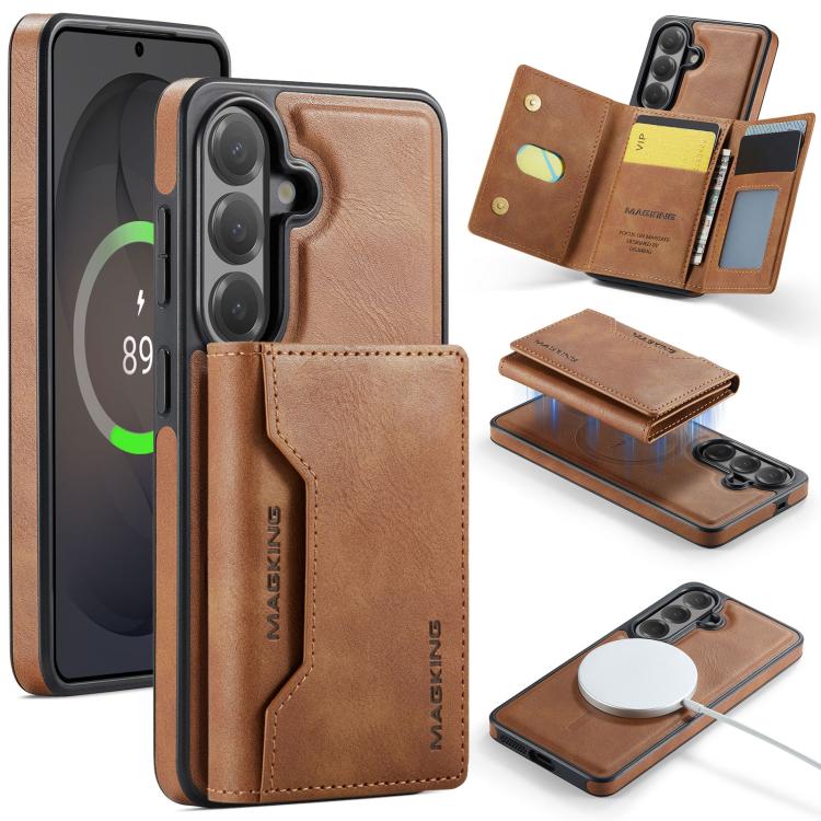 For Samsung Galaxy S26 5G MAGKING K2 Series MagSafe RFID Card Bag Detachable Phone Case(Brown)