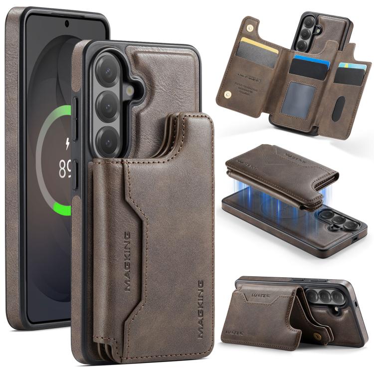 For Samsung Galaxy S26 5G MAGKING K3 Series MagSafe RFID Card Bag Detachable Phone Case(Coffee)