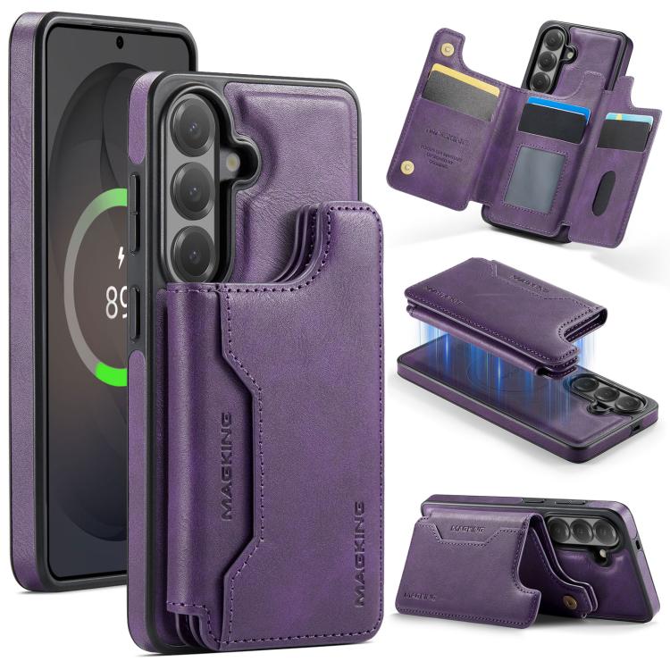 For Samsung Galaxy S26 5G MAGKING K3 Series MagSafe RFID Card Bag Detachable Phone Case(Purple)