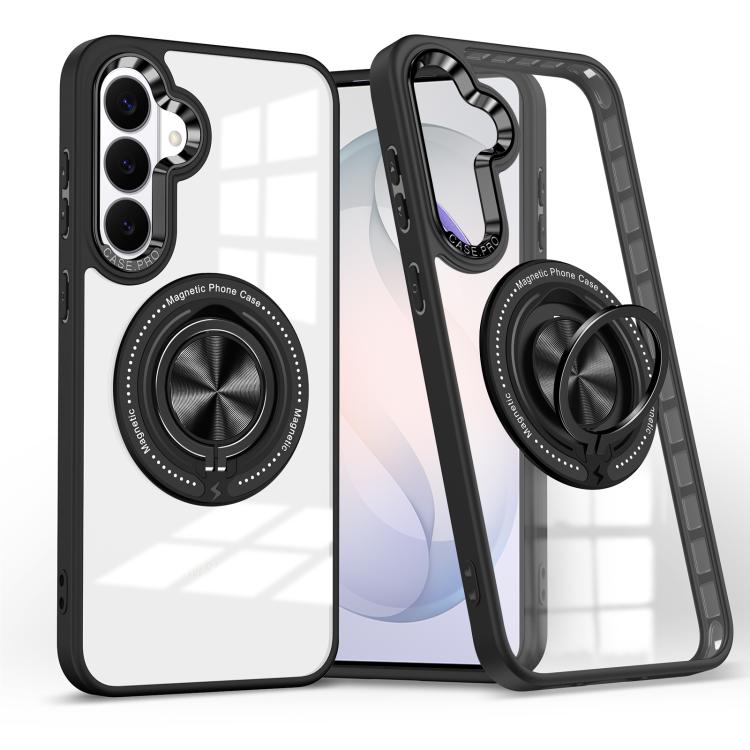 For Samsung Galaxy S26 5G Magnetic Rotating Ring Holder Phone Case(Black)