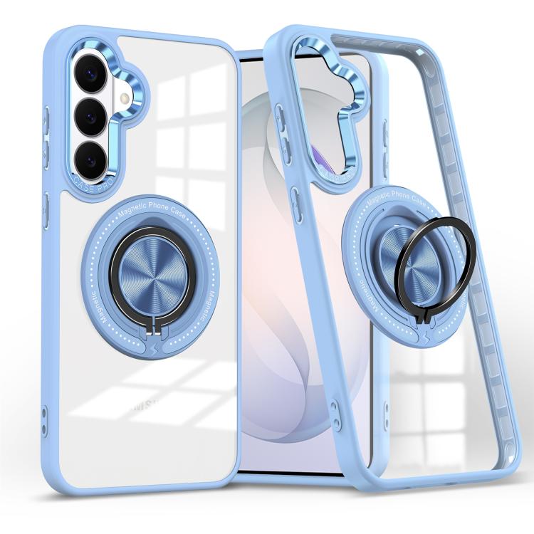 For Samsung Galaxy S26 5G Magnetic Rotating Ring Holder Phone Case(Light Blue)