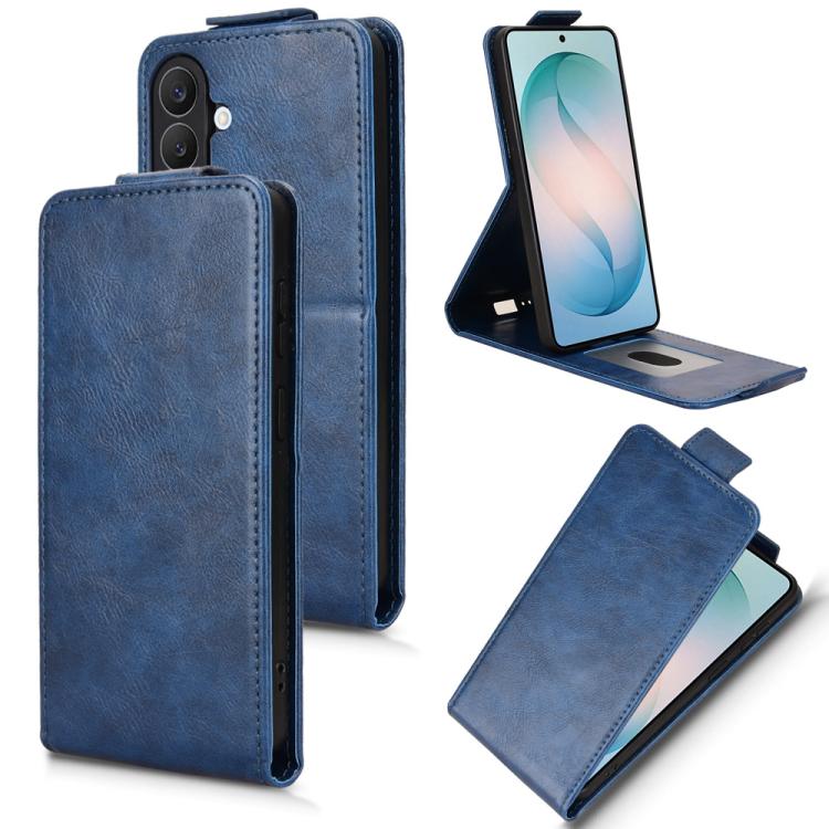 For Samsung Galaxy S26 5G Magnetic Vertical Flip Leather Phone Case with Buckle(Blue)