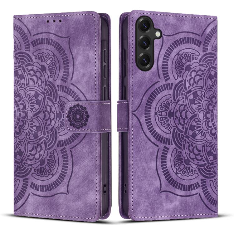 For Samsung Galaxy S26 5G Mandala Embossed Retro Frosted Leather Phone Case(Purple)