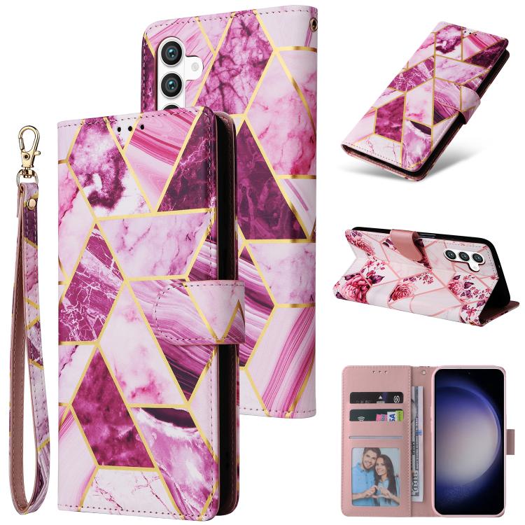 For Samsung Galaxy S26 5G Marble Bronzing Stitching Leather Phone Case(Purple)