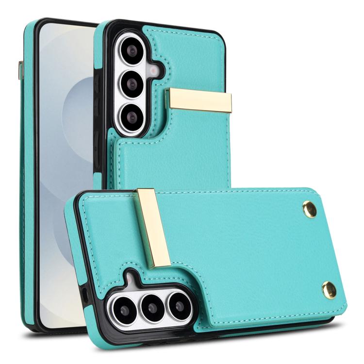 For Samsung Galaxy S26 5G Metal Buckle Card Slots Phone Case(Green)