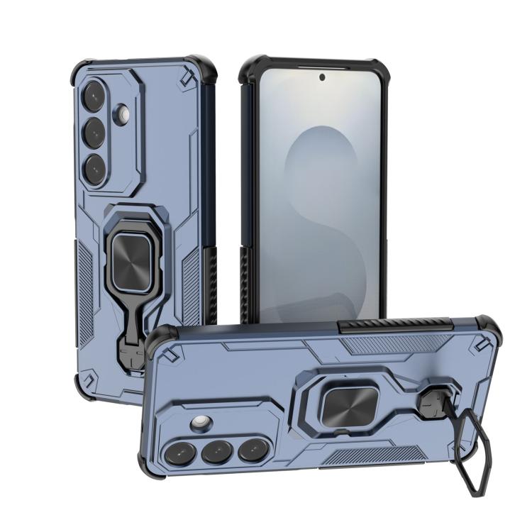 For Samsung Galaxy S26 5G Metal Kickstand TPU Hybrid PC Phone Case(Blue)