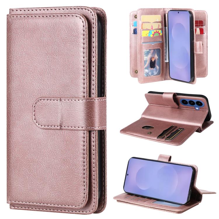 For Samsung Galaxy S26 5G Multi-Function Wallet 10 Card Slots Leather Phone Case(Rose Gold)