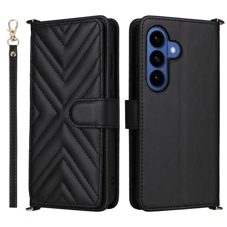 For Samsung Galaxy S26 5G Multifunctional 6-Card Slots Leather Phone Case with Wrist Strap(Black)