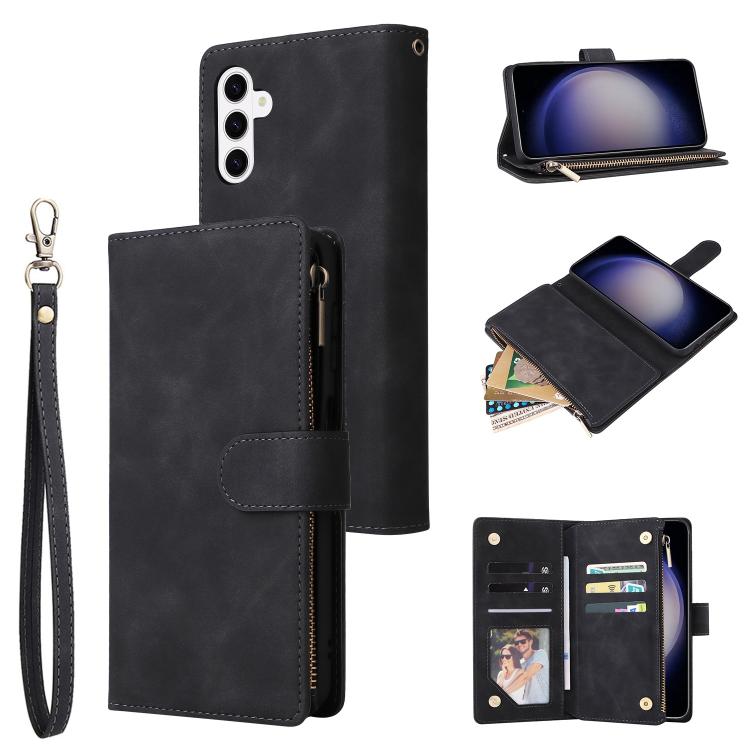 For Samsung Galaxy S26 5G Multifunctional Frosted Zipper Wallet Leather Phone Case(Black)