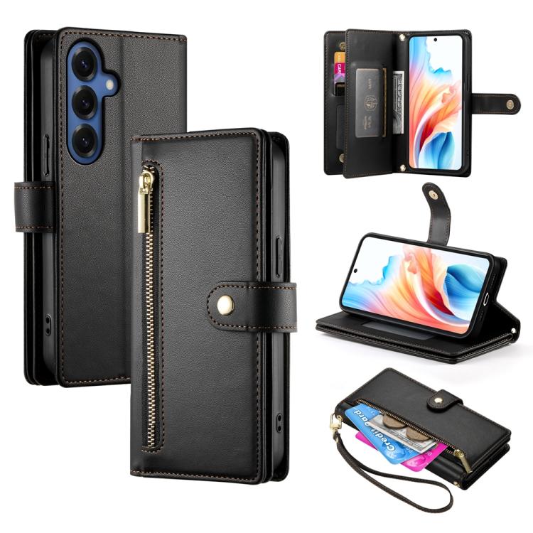 For Samsung Galaxy S26 5G Nine Card-slot Zipper Wallet Bag Leather Phone Case(Black)