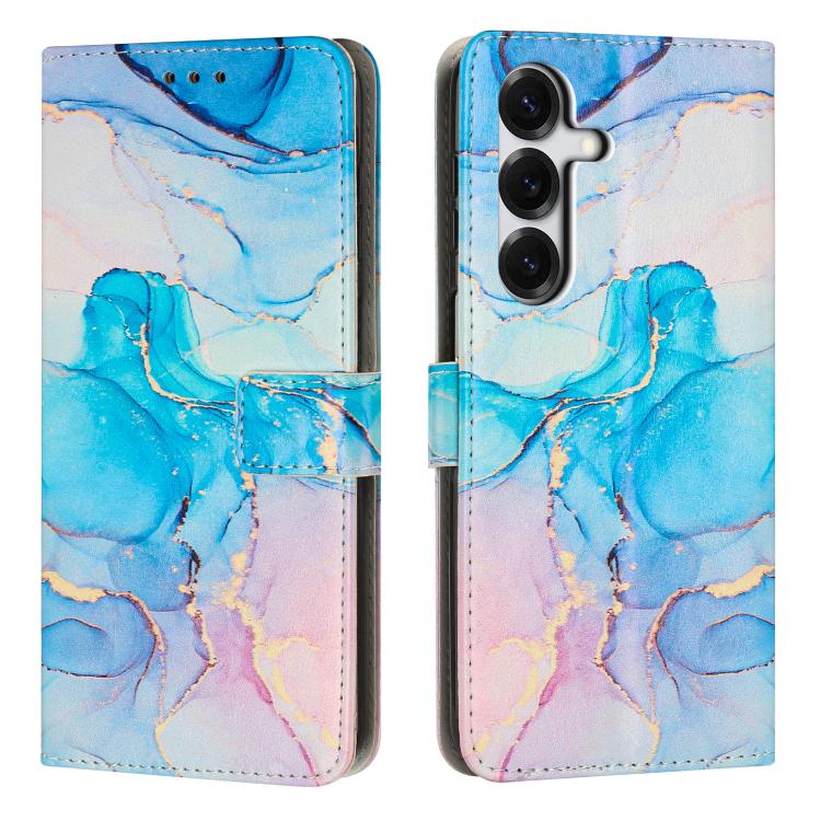 For Samsung Galaxy S26 5G Painted Marble Pattern Leather Phone Case(Pink Green)