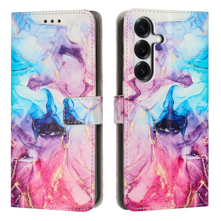 For Samsung Galaxy S26 5G Painted Marble Pattern Leather Phone Case(Pink Purple)