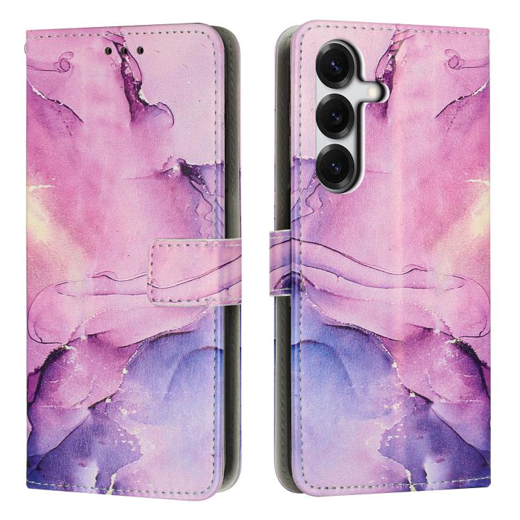 For Samsung Galaxy S26 5G Painted Marble Pattern Leather Phone Case(Purple)