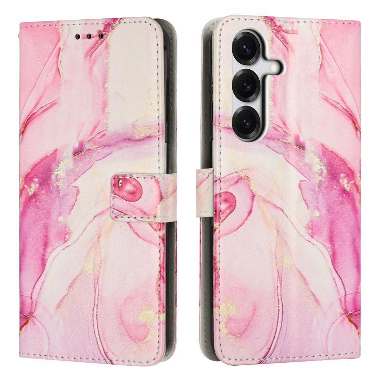 For Samsung Galaxy S26 5G Painted Marble Pattern Leather Phone Case(Rose Gold)