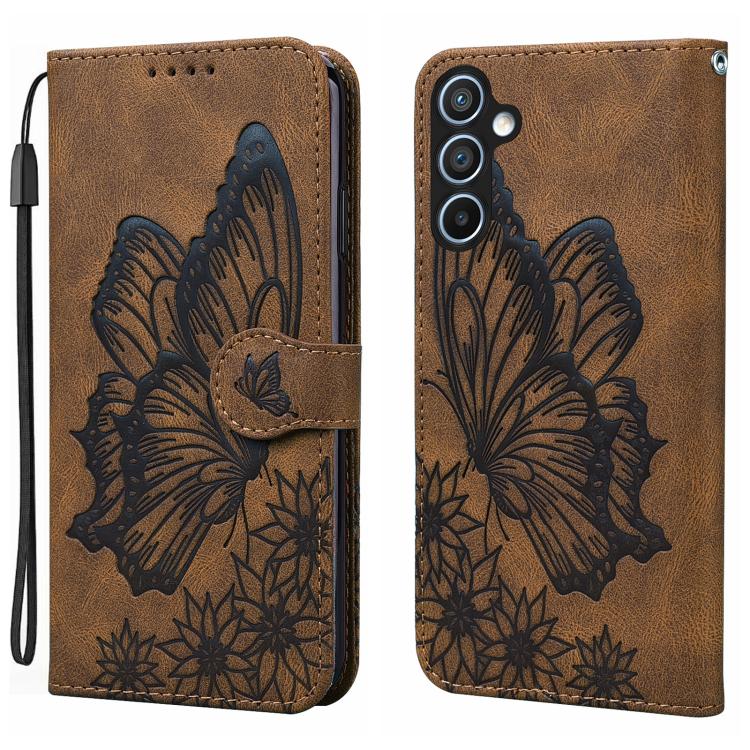 For Samsung Galaxy S26 5G Retro Skin Feel Butterflies Embossing Horizontal Flip Leather Phone Case(Brown)